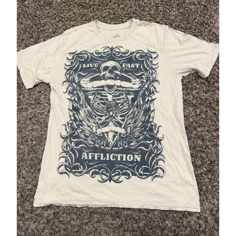 Affliction Y2K Live Fast Skull Graphic T-Shirt Lightweight Mens Size Large